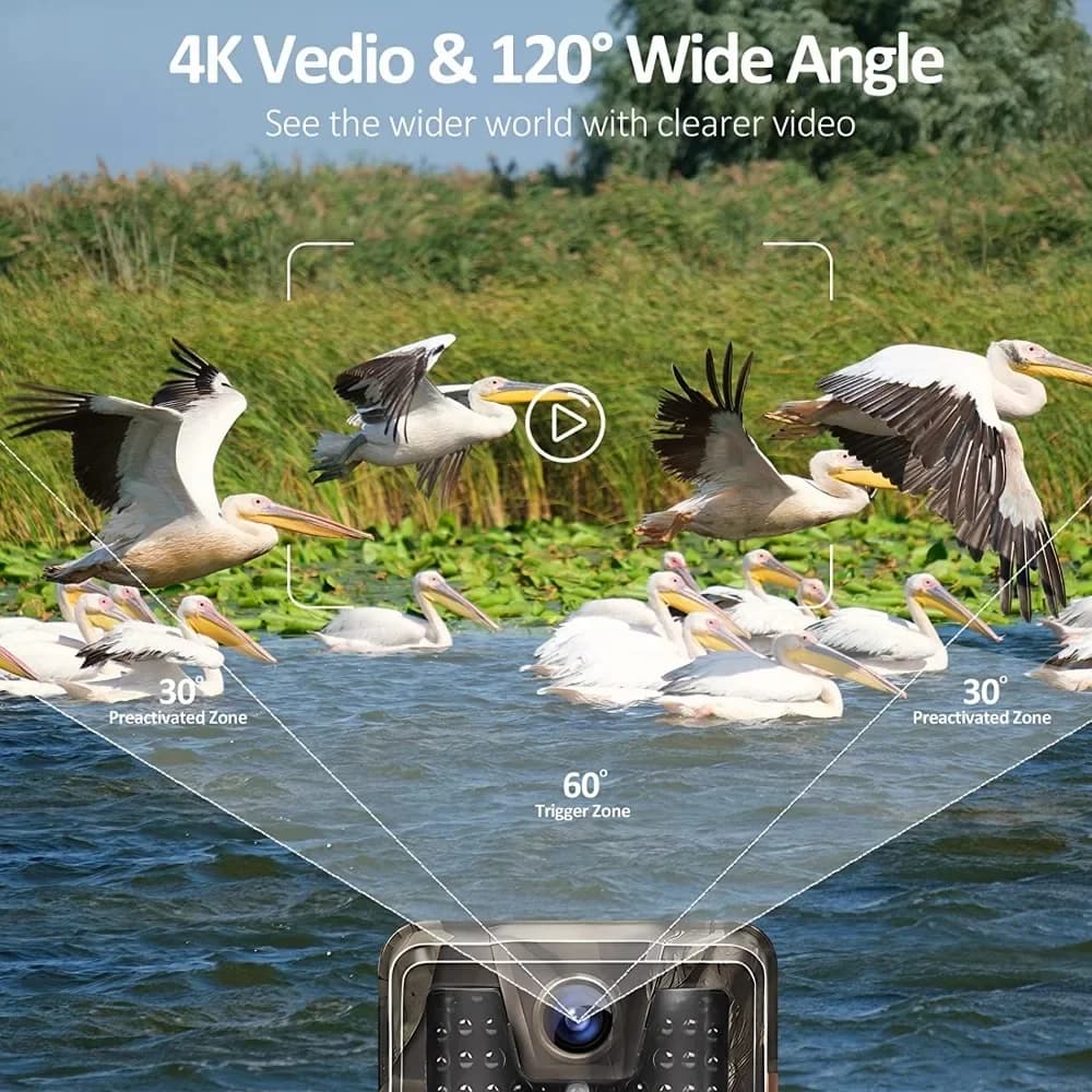 Caméra de chasse Outdoor 5000mAh 50MP 4K vision nocturne étanche IP65 pour piège photo faune