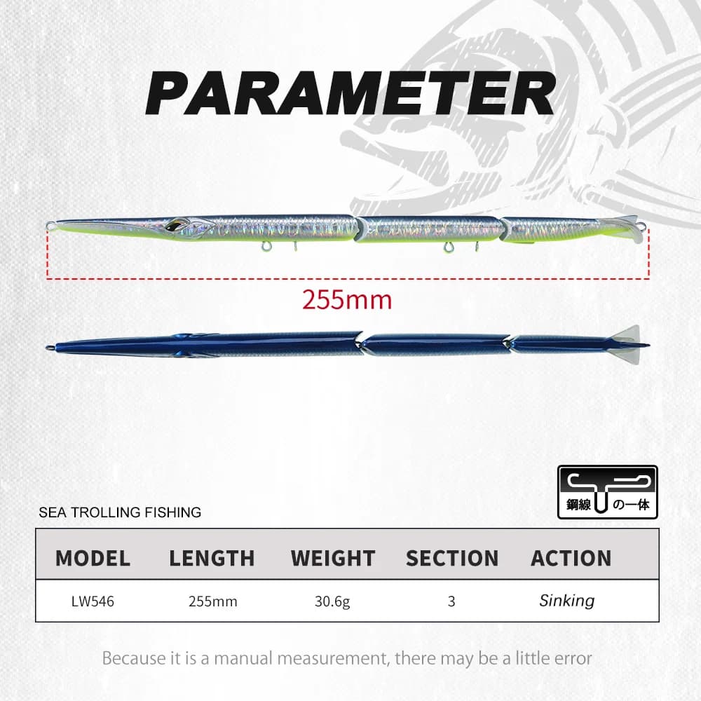 Leurre Hunthouse 255 articulé pencil 255mm/30.6g pour pêche du bar en mer - Swimbait coulant saltwater