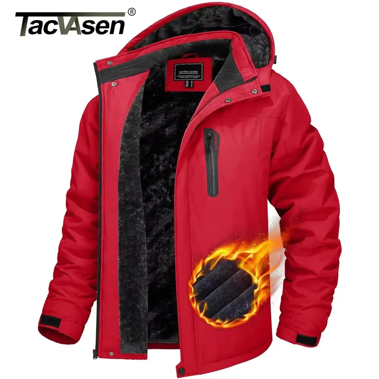 Veste de pêche hiver TACVASEN polaire épaisse - Veste imperméable randonnée ski montagne homme