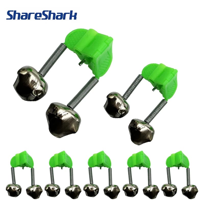 ShareShark 5-10 cloches morsure pêche ABS vert : clip embout canne accessoires pêche