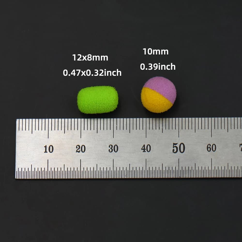 55PCS bouillettes carpe cylindriques et rondes - appât flottant mousse pour montage zig rig