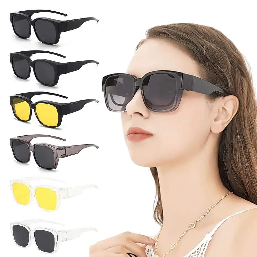 Sur-lunettes de pêche polarisées carrées pour port sur verres correcteurs - Protection UV sur prescription