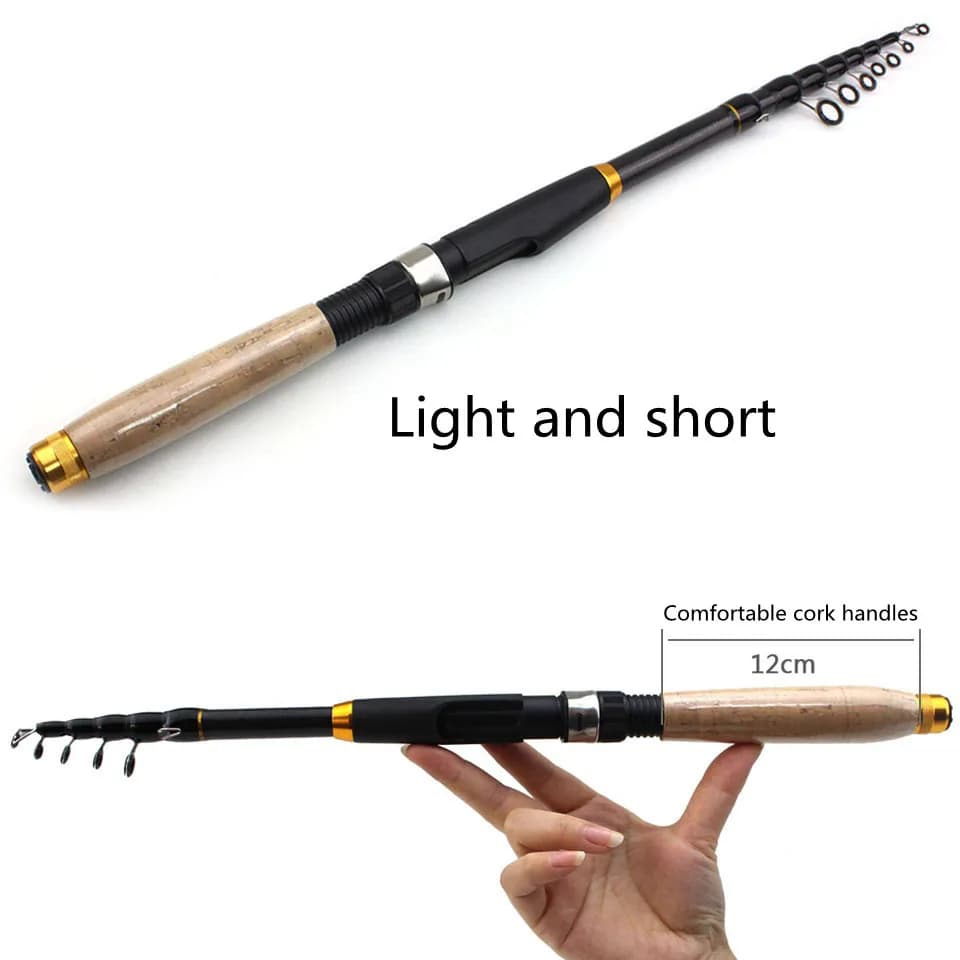 Canne télescopique carbone portable 1.8-3.6m pour pêche nomade transport facile poche