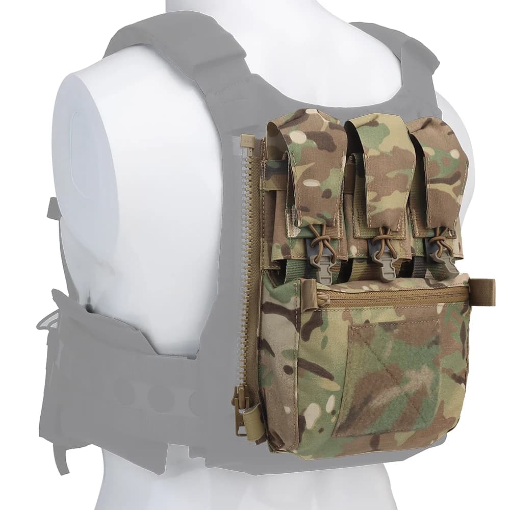Panneau dorsal tactique V5 avec poches - Support triple chargeurs pour équipement de pêche