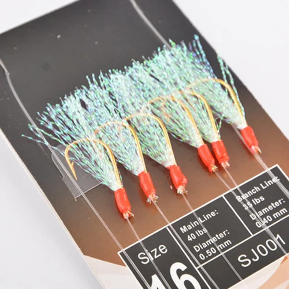 Pack de 6 leurres sabikis souples avec plumes - Montages pour maquereau et pêche en mer