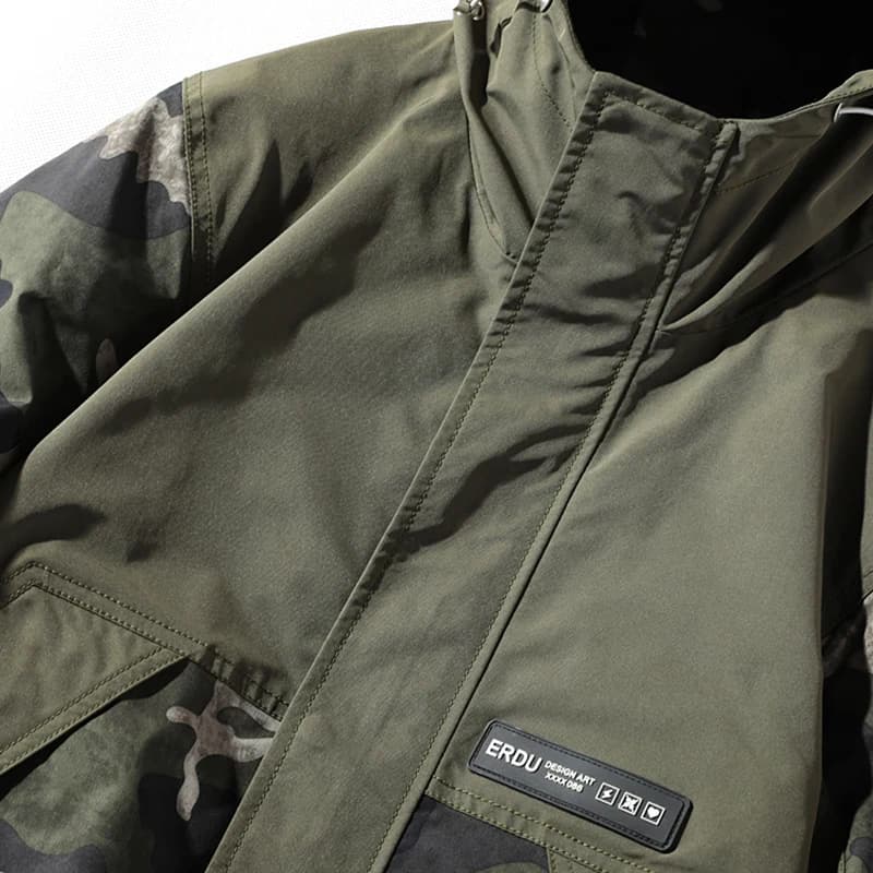 Bomber militaire homme coupe-vent avec capuche - Veste oversize 4XL pour camping et style décontracté