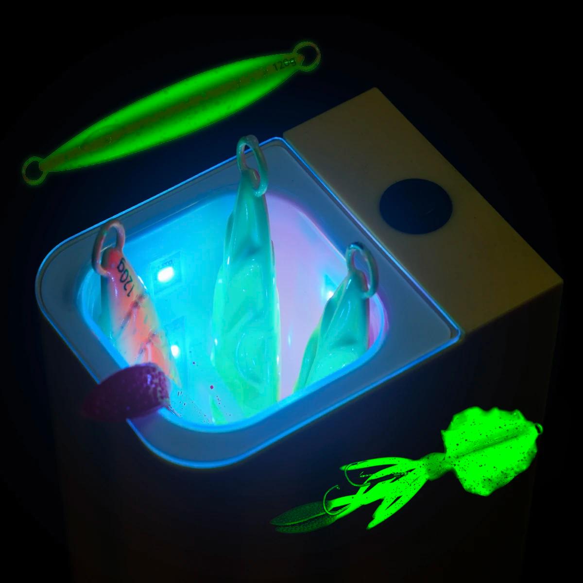 Leurres luminescents UV LED pêche mer - appâts souples lumineux rechargeables pour pêche au calmar nocturne