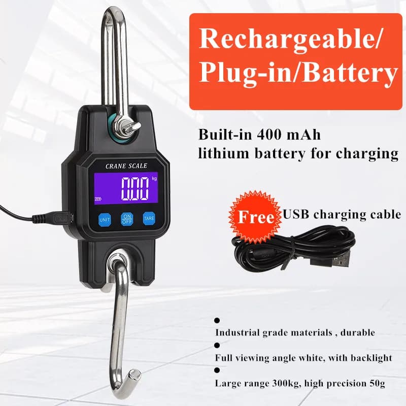 Balance électronique Bluetooth 300kg 50g - Pèse-brochet portable rechargeable