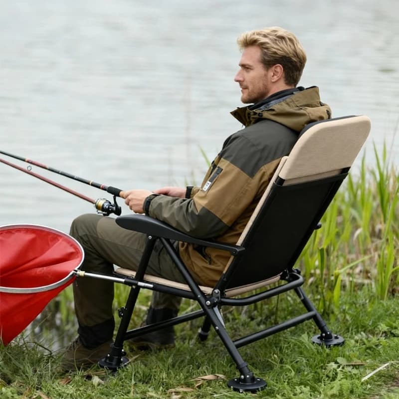 Chaise de pêche extérieure pliable portable renforcée pour pêche confortable camping et activités plein air