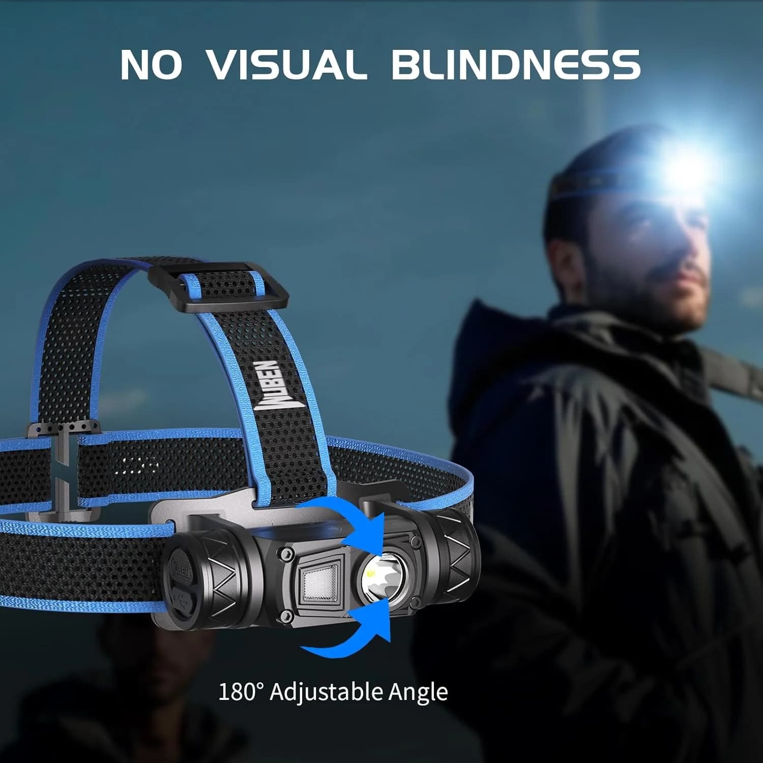 Lampe frontale WUBEN H1 PRO 1200 lumens rechargeable 11 modes étanche pour pêche chasse et camping