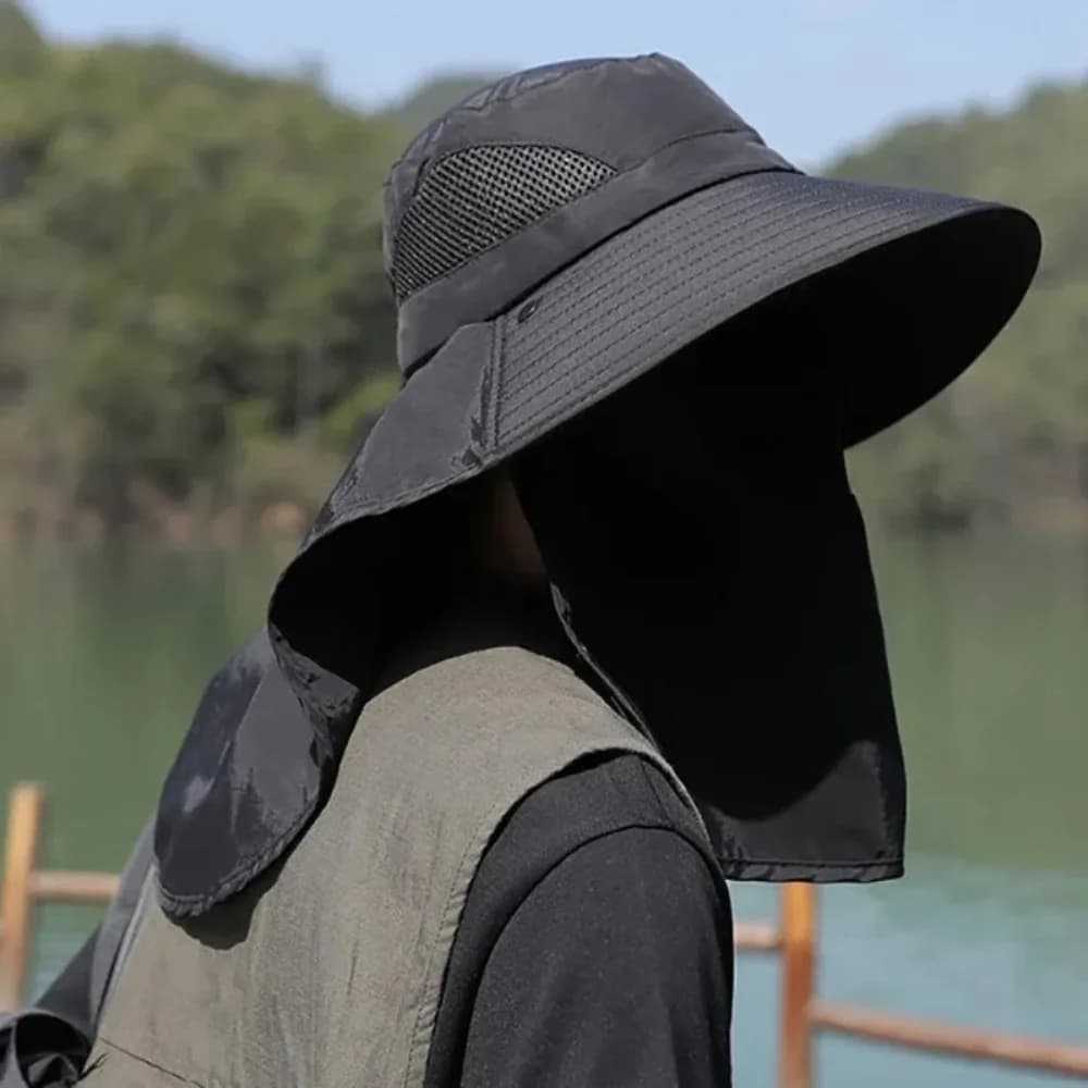 Chapeau été protection UV pêche chasse - Casquette visière rabat nuque homme femme randonnée