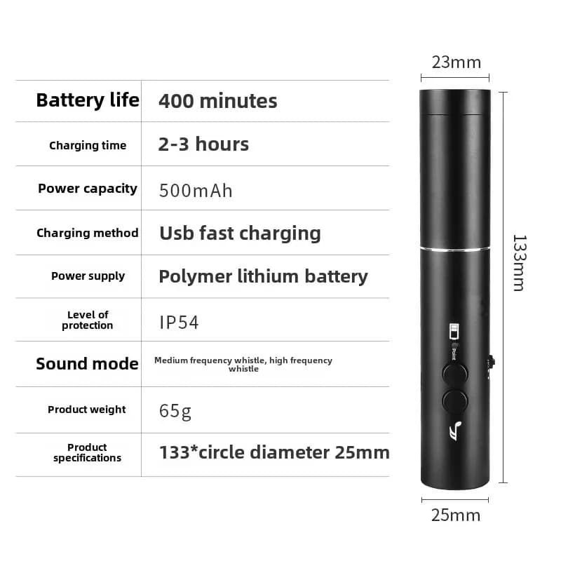 Sifflet électronique rechargeable multifonction - entraînement chien pêche jugement sport éclairage intégré