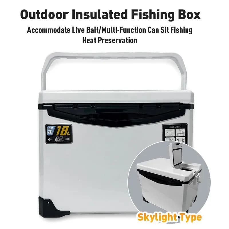 Glacière de pêche 10L à 48L avec aérations portables - Bac de rangement équipement pêche - Conservation poissons