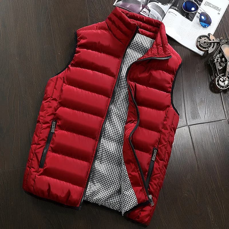 Gilet homme chaud hiver sans manches coupe-vent matelassé en coton pour pêche et loisirs