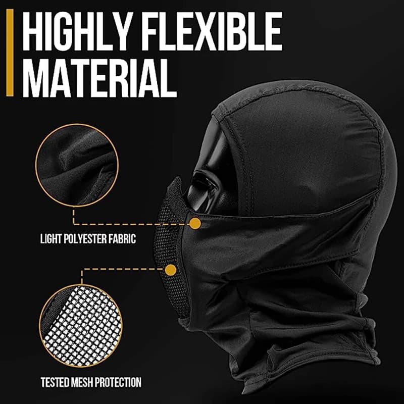 Masque balaclava tactique demi-visage aération maillage pêche chasse accessoires low profile