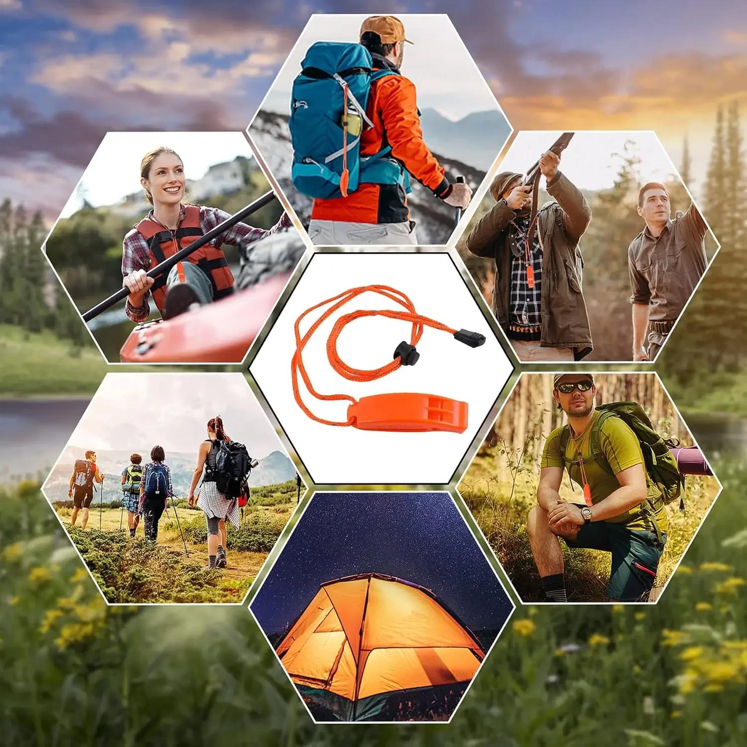 6 sifflets survie double fréquence - équipement sauvetage outdoor accessoires pêche randonnée
