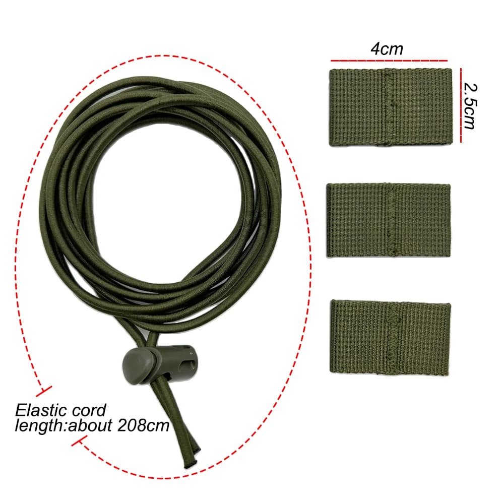 Kit corde élastique tactique rangement pêche - Corde bungee fixation Molle filet camouflage