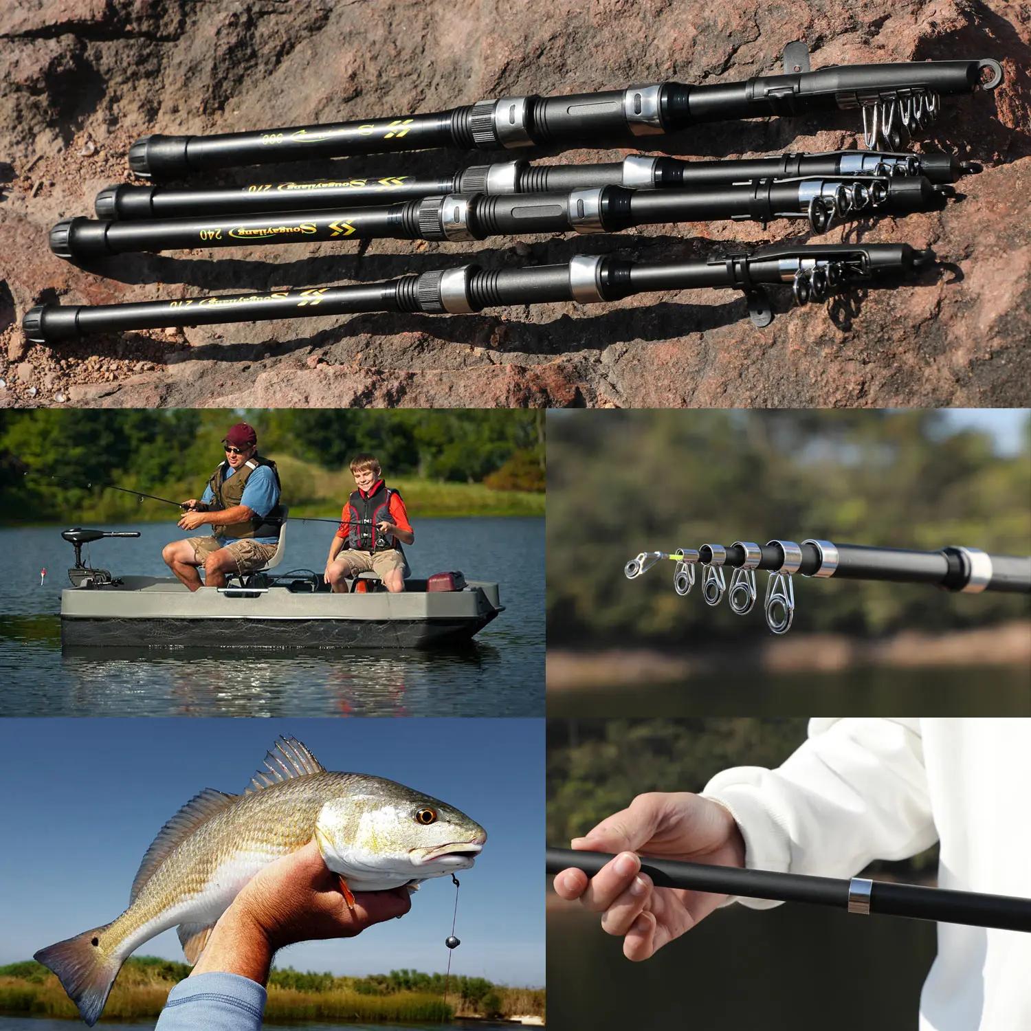 Canne Sougayilang Carbon Fishing Rod 2.1-3.0m Telescopic Baitcasting Rod Portable Leisure Saltwater Fishing
