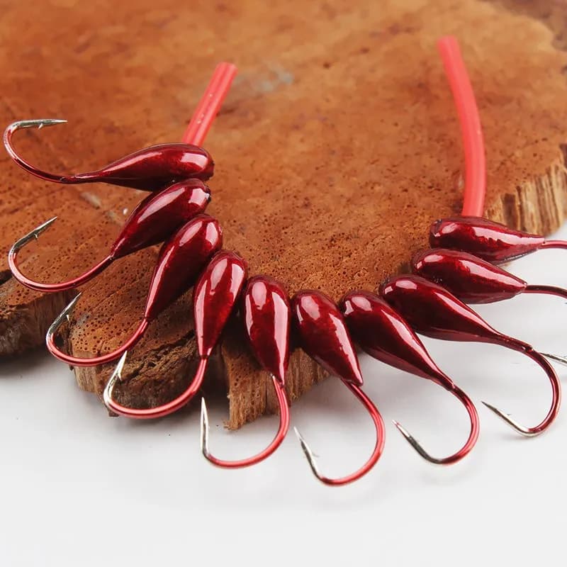 Hameçons vers rouges 10/20/30 pièces tête renversée réaliste pour carpes tailles 0.1#-0.8# appâts naturels