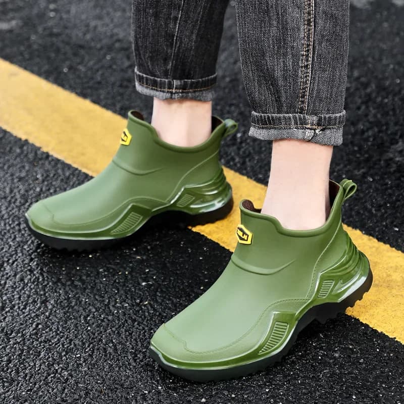 Bottes pluie courtes sport coréen épaisses larges confortables homme anti-dérapage PVC cheville pêche