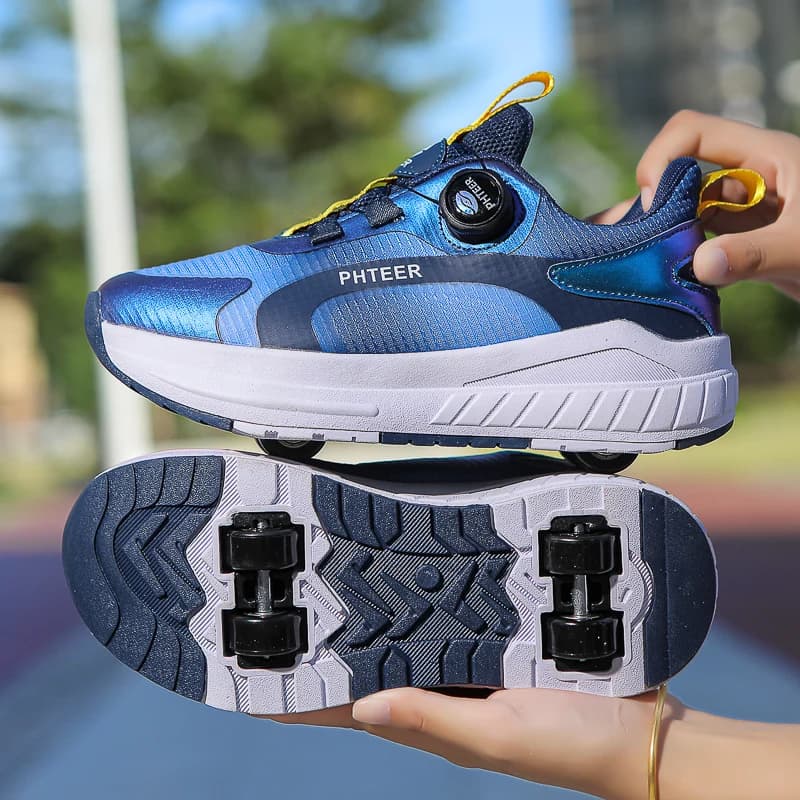 Chaussures rollers enfants pêche deux roues - Détachables bâton lumineux ados pêche