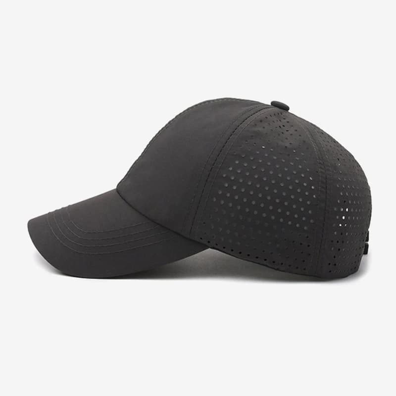 Casquette Baseball Noire Dry Fit - Sport Outdoor Respirante Pêche Randonnée Chasse