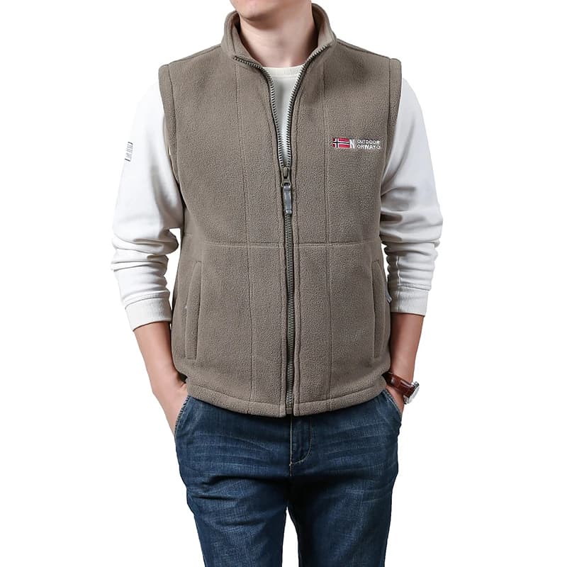 Veste polaire homme sans manches hiver col montant sport extérieur décontracté coupe-vent
