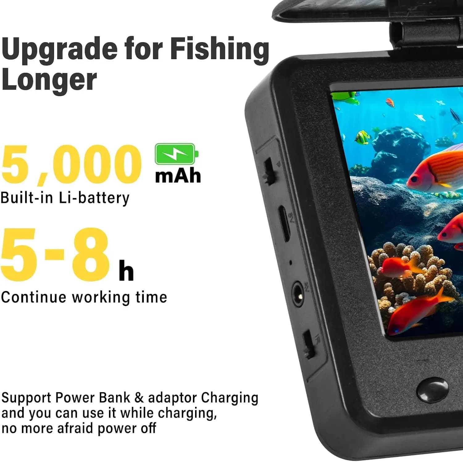 Caméra de pêche portable 15m étanche IP68 avec vision nocturne 8 LED IR et écran 4,3 pouces Fish Finder