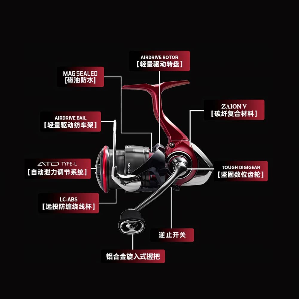 Moulinet spinning Daiwa Fuego CS LT 2025 6+1 roulements frein max 12kg pour pêche mer et eau douce
