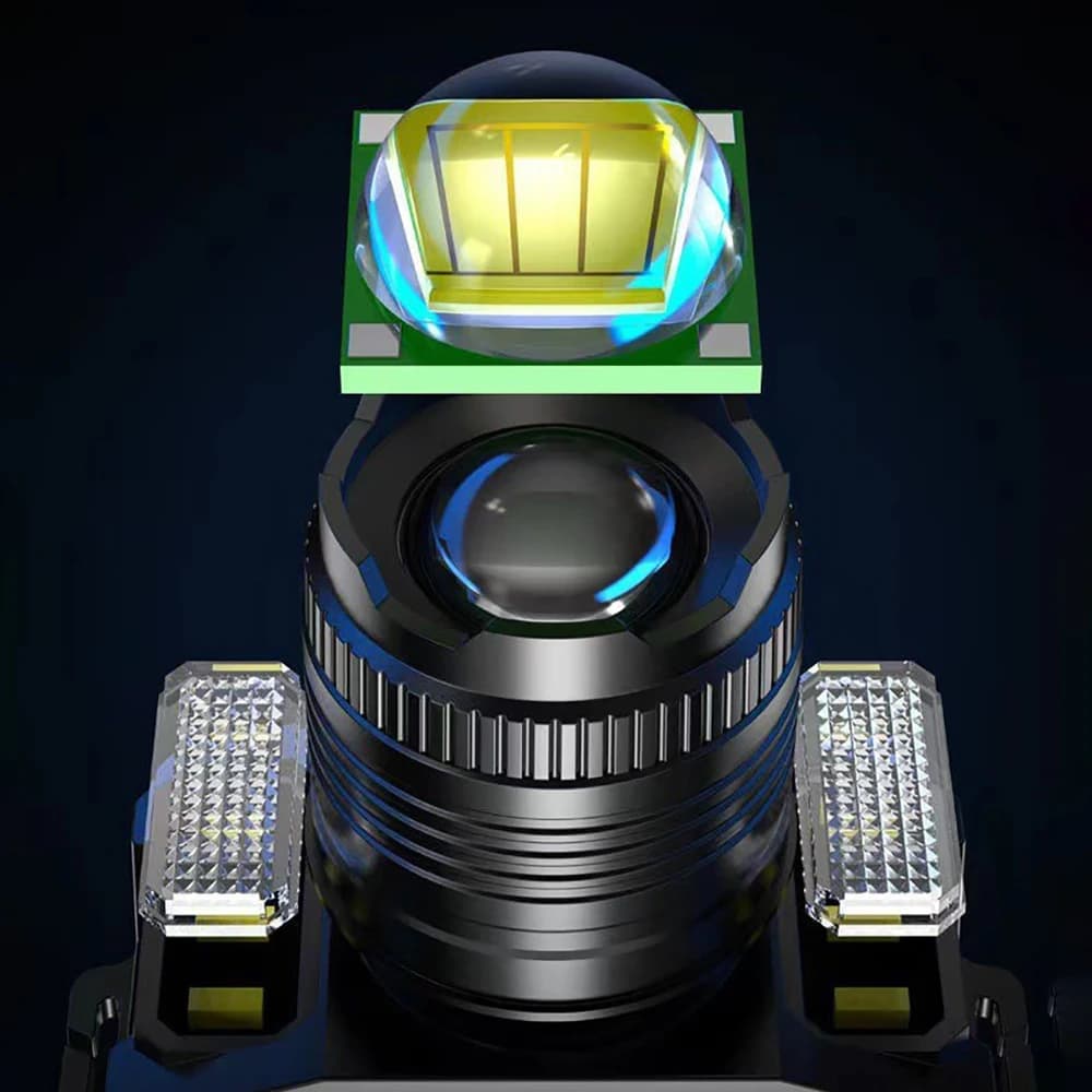 Lampe frontale LED à induction intelligente pour pêche - zoom réglable et recharge USB multifonction
