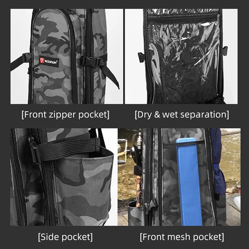 Sac à dos pêche tactique XA204G étanche - Grand rangement équipement pêche avec compartiments organisés