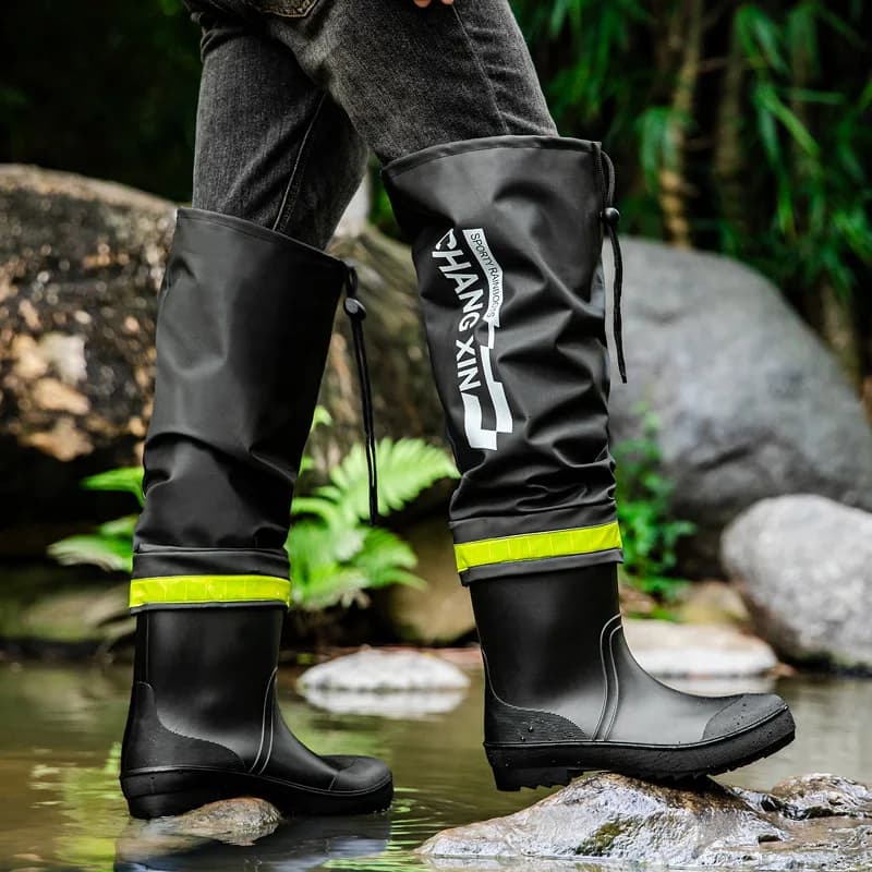 Bottes de pluie homme pêche genou imperméables caoutchouc outdoor bottes longues tube botas lluvia