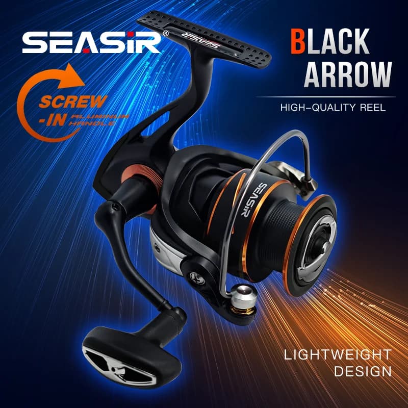 Moulinet de pêche SeaSir Black Arrow 5+1BB engrenage métal bobine aluminium étanche et fort frein