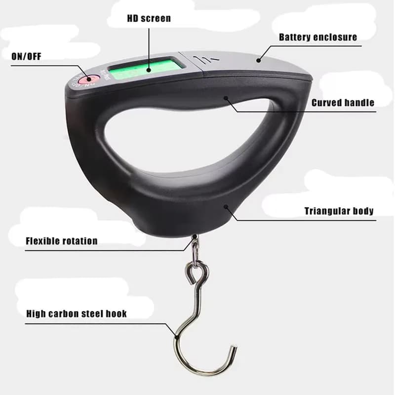 Balance électronique poche pêche 50kg WEIHENG LCD mini ressort numérique portable affichage rétroéclairé précis
