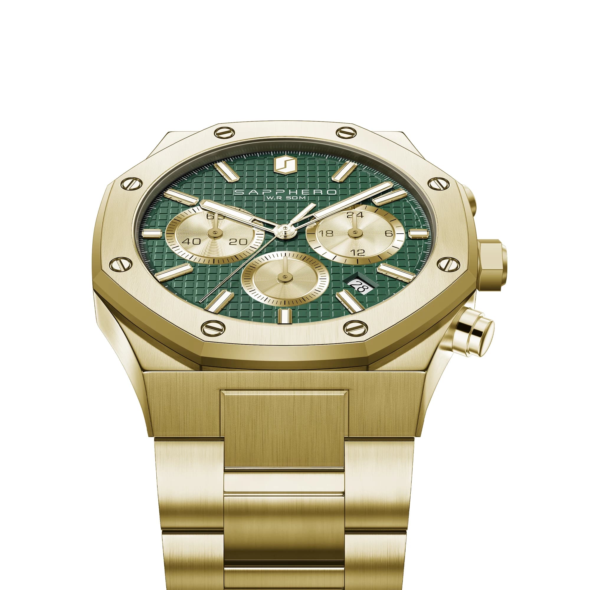 Montre homme robuste SAPPHERO acier inox étanche style affaire date cadeau pêche précision