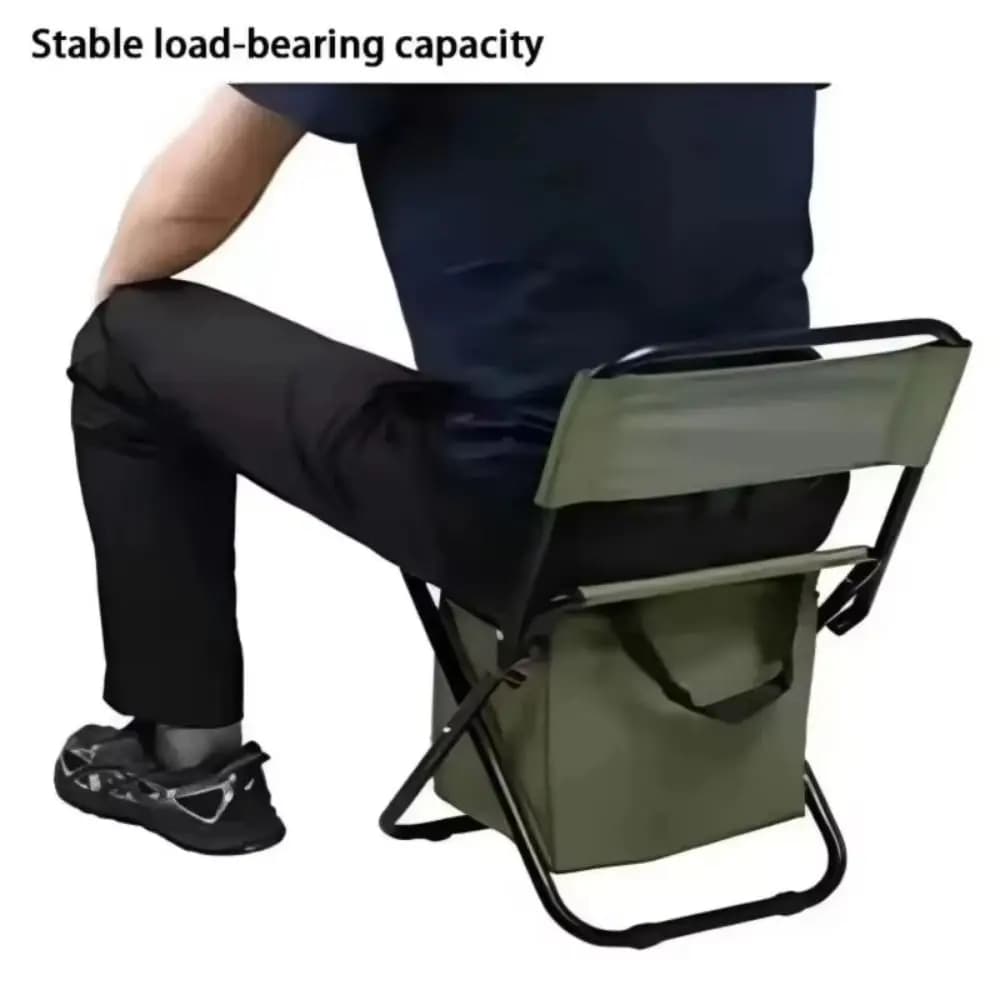 Chaise de pêche pliante résistante avec boîte de rangement - Porte-main style sac main capacité forte