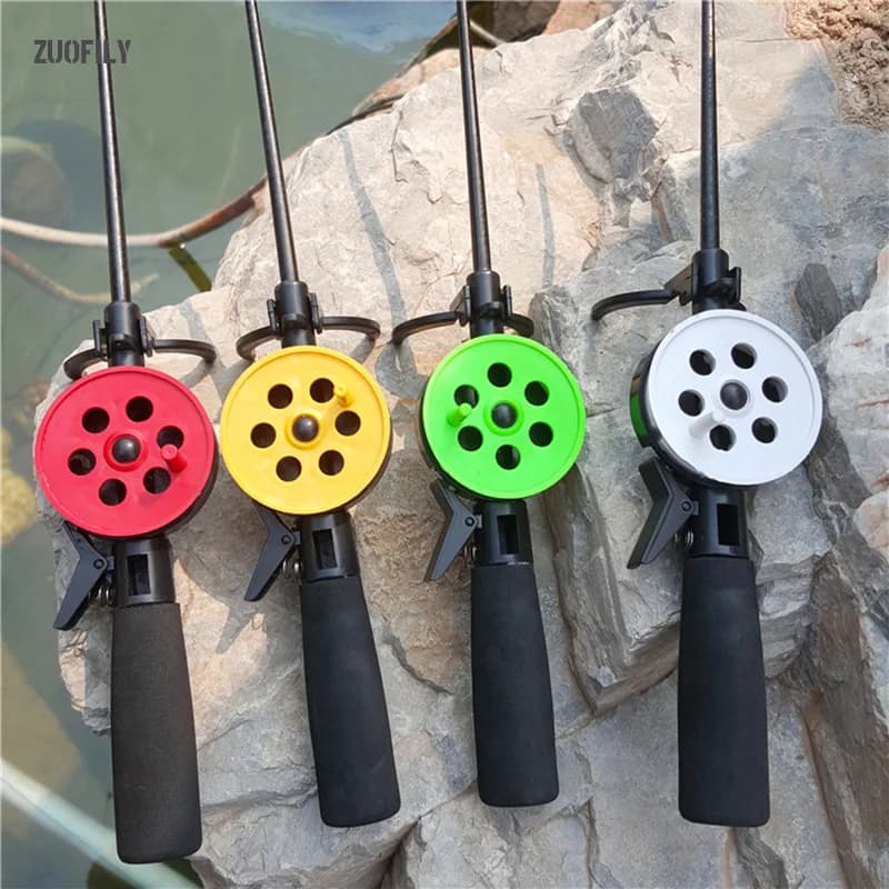Nouvelle canne pêche crevette 2025 avec moulinet métal - Set feeder mini pêche glace hiver