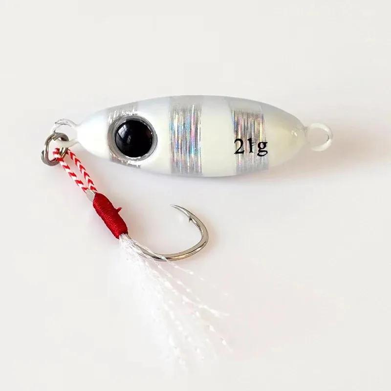 Lot de 6 leurres métalliques jigging pour pêche du bord, leurres cuillère appâts artificiels mer 5.5g à 21g