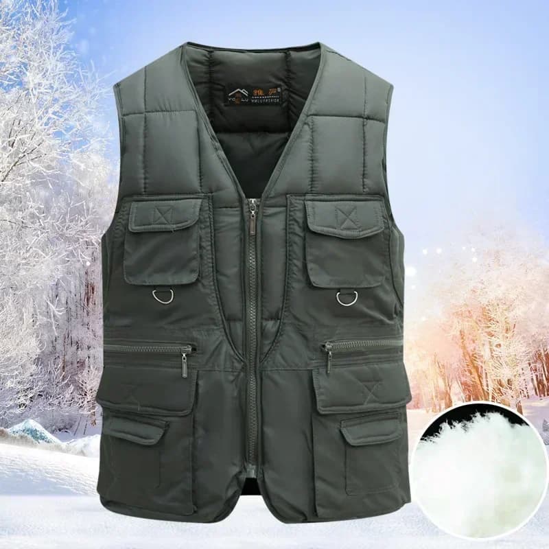 Veste matelassée homme sans manches légère et chaude multi-poches pour pêche hiver