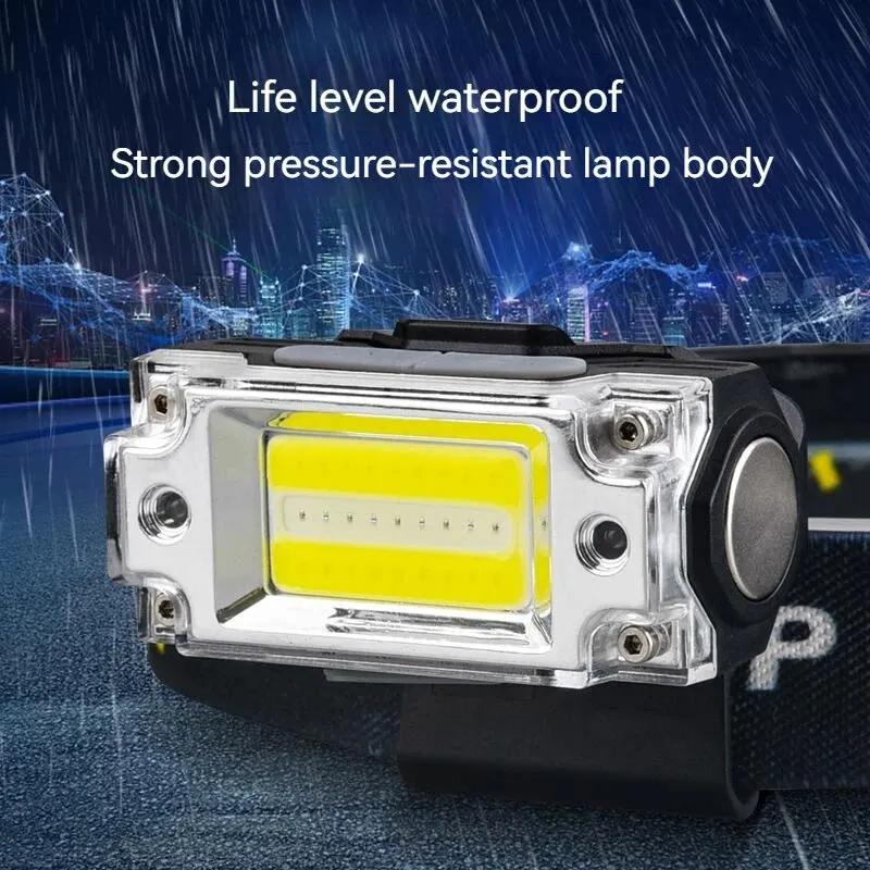 Mini lampe frontale double COB avec clip pour casquette et capteur de mouvement pour pêche discrète