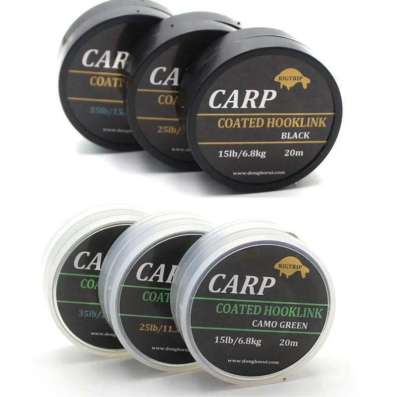 Ligne carpe camouflage vert 20m hooklink souple - hair rig 15-25LB pour montages précis