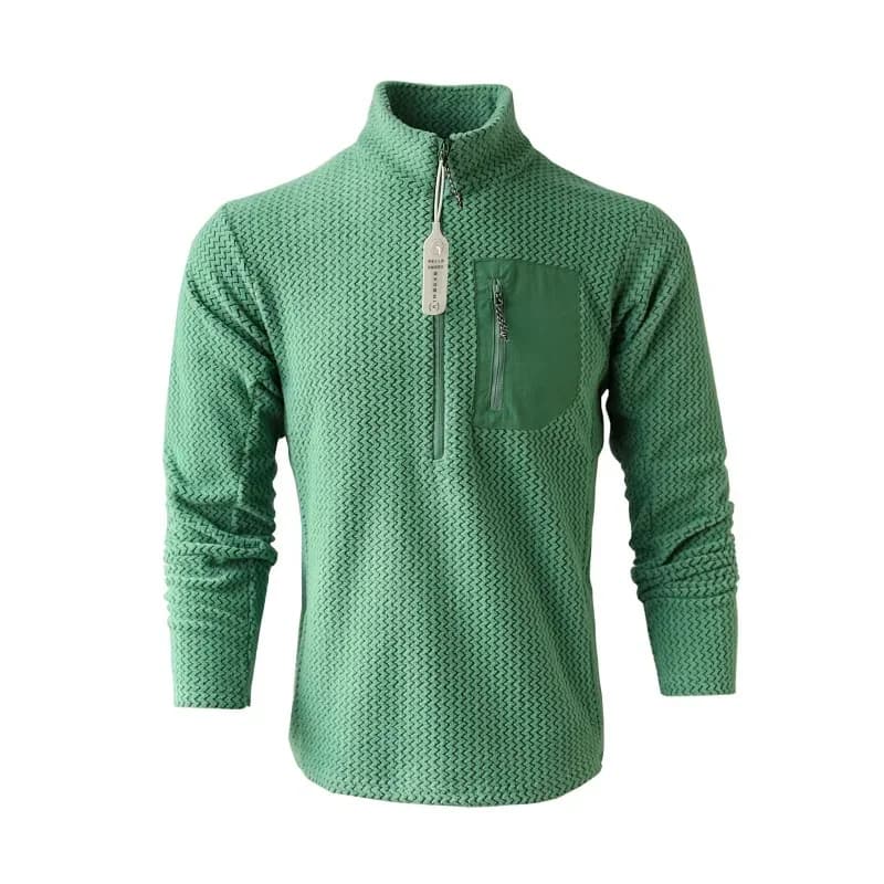 Sweat polaire homme et femme semi-zippé à vague pour pêche sportive confortable