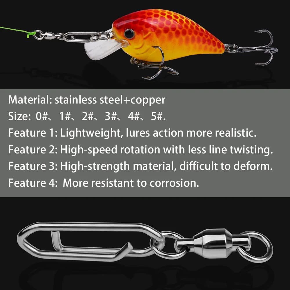 1/10Pcs Fishing Bearing Rotary Connector 0#-2# Silver Strong 360 ° Fishing Bait