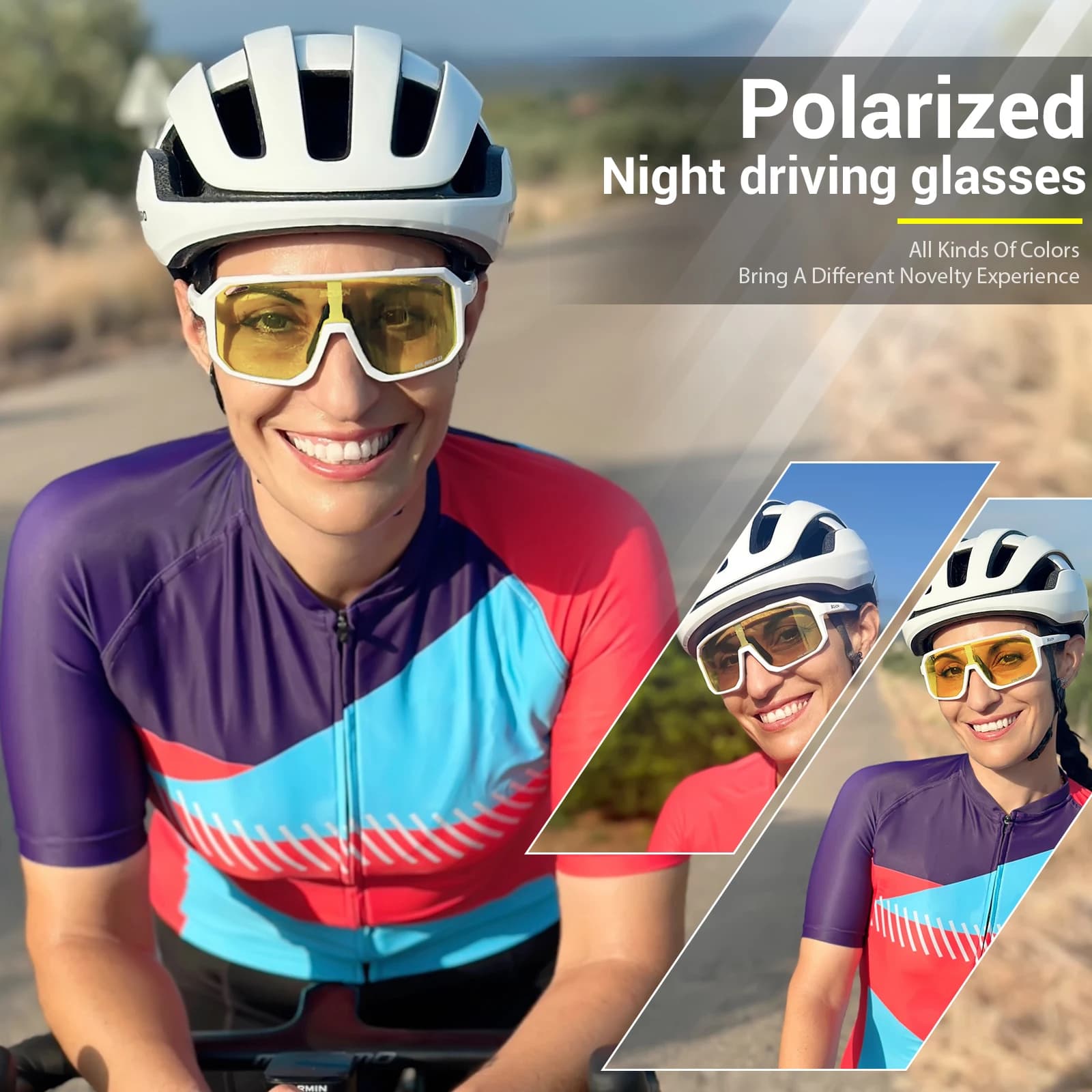 Lunettes de pêche polarisées vision nocturne jaunes SCVCN - Protection UV400 pour homme et femme
