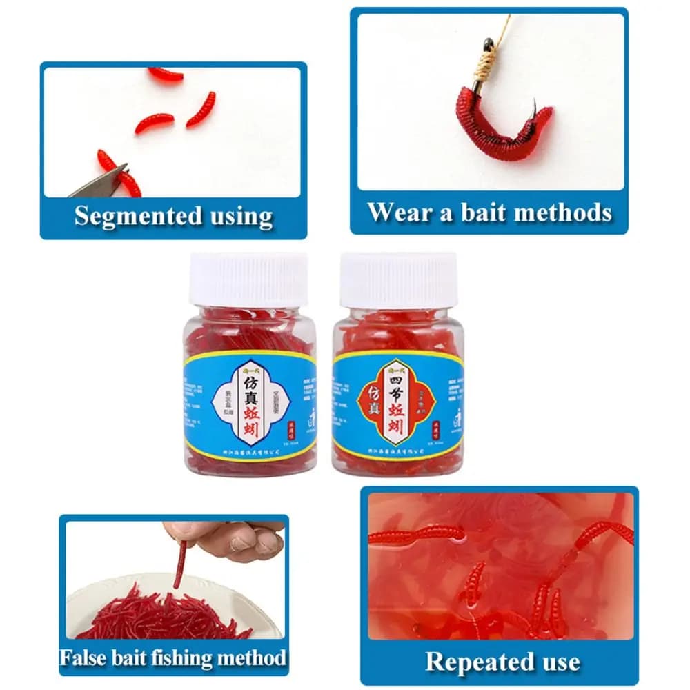 Leurre souple pêche appât ver de terre réaliste 100 pièces odeur attractive pour carnassiers truite brochet