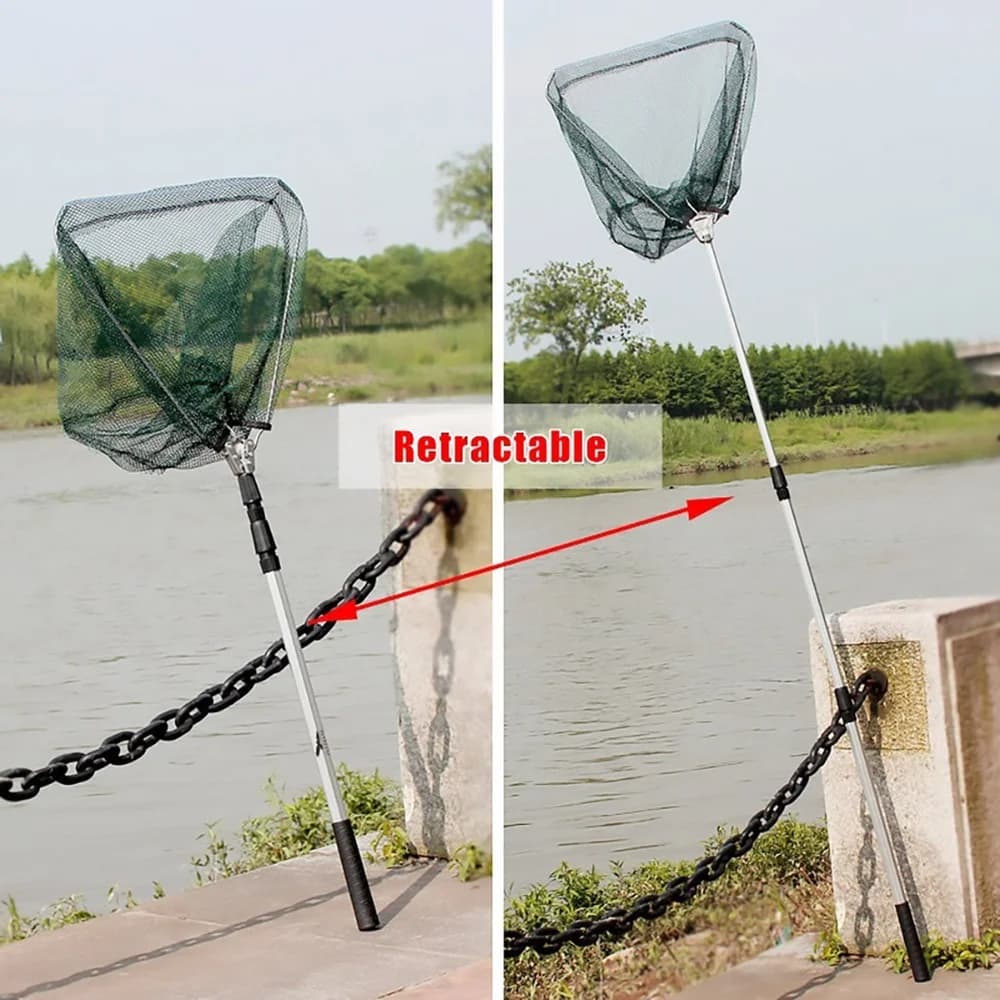 Épuisette aluminium télescopique durable extensible 190cm - Filet pliable sécurité capture poissons