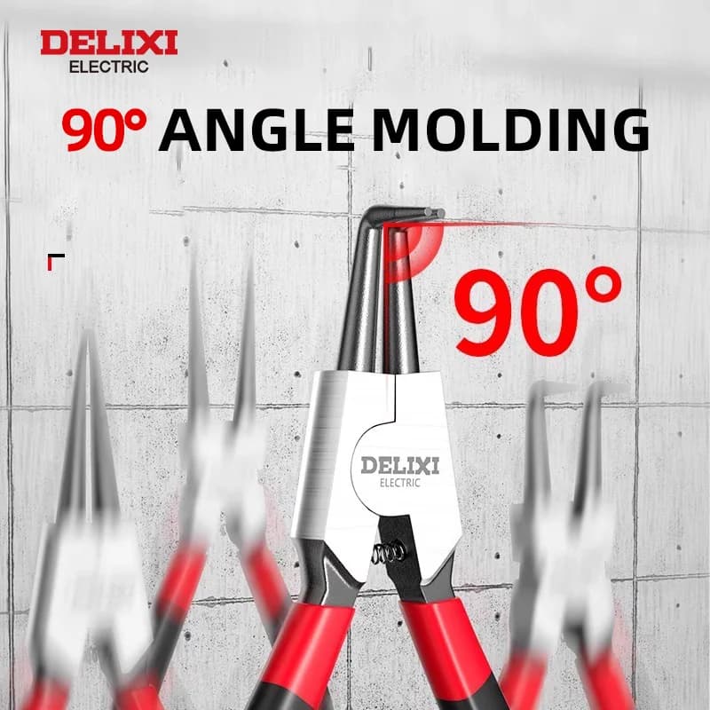 Pinces circlips DELIXI ELECTRIC 5 fonctions - Pince à bec long pour anneaux retenue installation retrait arbres