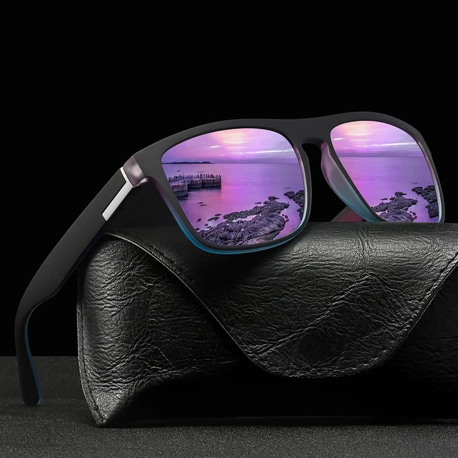 Pack 4 lunettes de soleil carrées vintage luxe - Pêche conduite anti-éblouissement homme femme