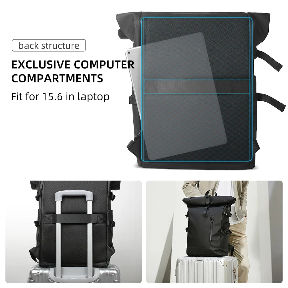 Sac à dos de voyage extensible étanche avec port USB - Sac pêche randonnée pour homme grande capacité