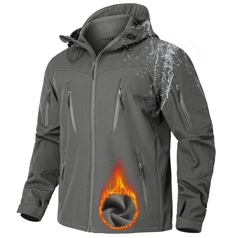 Veste de pêche imperméable softshell homme - Coupe-vent polaire pour pêche hivernale
